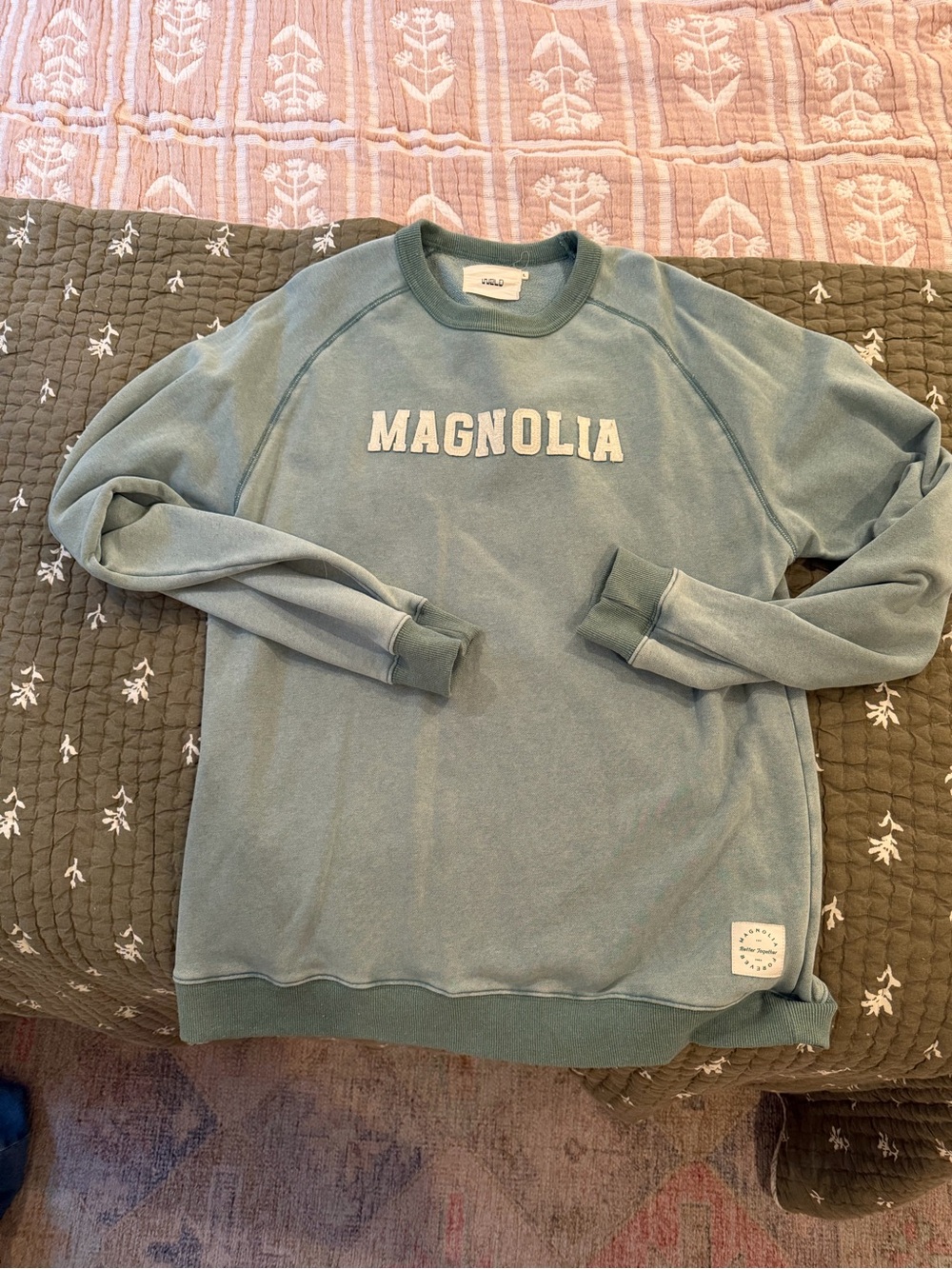 Magnolia Sage Green Crewneck Sweatshirt with Chest Logo